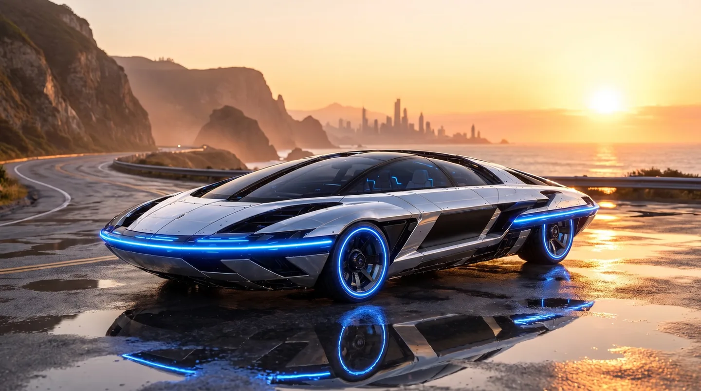 Aurora multimode vehicle illustrated on a coastal road, conceptual rendering